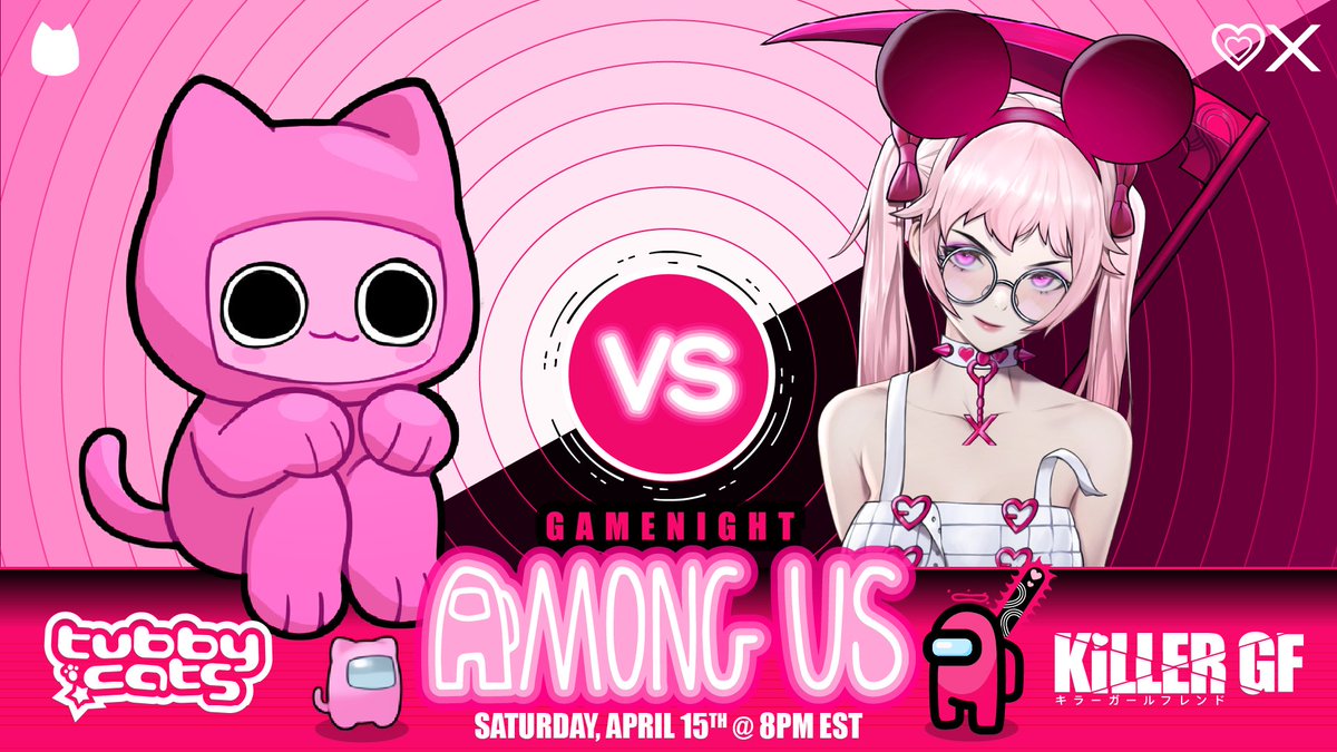 Killer GF x Tubby Cats ❤️⚔️ 
Official Gamenight ‼️

🚨 Saturday April 15th @ 8PM EST in KGF Discord 
🎮 Game: Among Us 

🎉 Join us for some fun along the awesome <a href="/tubbycatsnft/">tubby cats</a> community