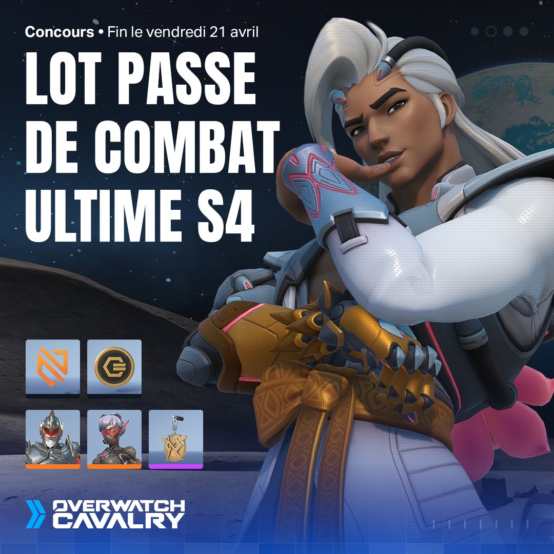 🌎 CONCOURS LOT ULTIME 🌎

Tentez de gagner tous les cosmétiques que la saison 4 d'#Overwatch2 a à vous offrir !

Pour participer :
👥 Follow <a href="/OWCavalryFR/">La Cavalerie Overwatch</a>
🔁 Retweet + like ce post

📌 Fin le 21 avril 2023