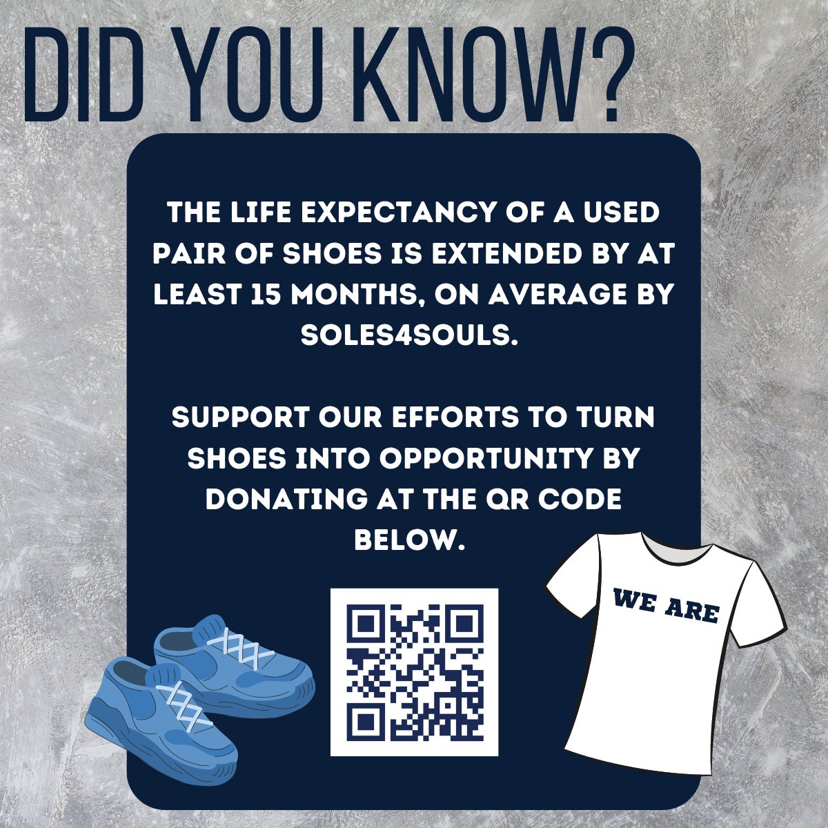 Less than a month away until 12 players travel to Guatemala to distribute shoes to those in need. Scan the QR code below to support them!