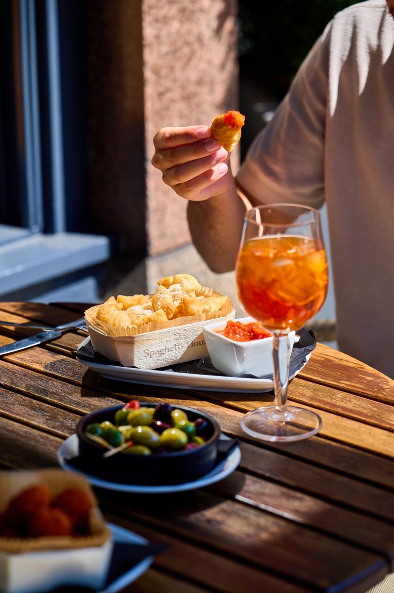 Our terraces are open. It's time to enjoy an Aperol and our dough ball fritters in the sun (weather permitting ☀️🤞)