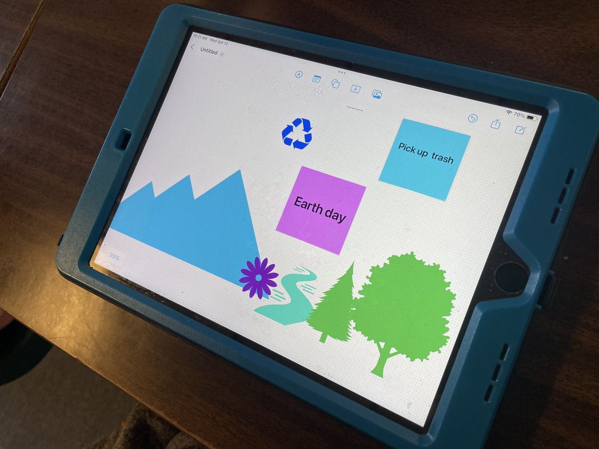We used <a href="/AppleEDU/">Apple Education</a> Freeform today to make some Earth Day 🌎 posters in 2nd grade. The kids loved the shapes 🌳 ♻️ 🗑️ to add details, and used the drawing ✏️, text and camera 📸 to add to their posters. Screenshot &amp; uploaded to <a href="/Seesaw/">Seesaw</a> to share. #appleeduchat #EarthDay2023