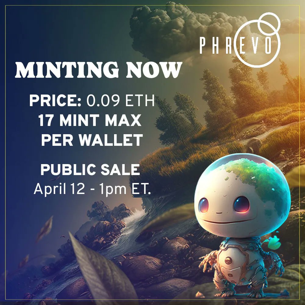 🚨🎉Public Sale is LIVE! 

opensea.io/es/collection/… 

Don't miss your chance to get your very own #PHREVOs. 
Our lil warriors are waiting for you! 💙👾 

#NFTs #NFTCommunity #NFTArt #SDGs #socialimpact