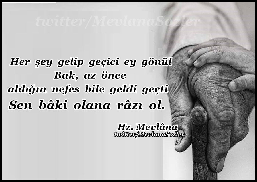 Her şey gelip geçici ey gönül. 
Bak, az önce aldığın nefes bile geldi geçti. 
Sen bâki olana râzı ol. 

- Hz. Mevlâna