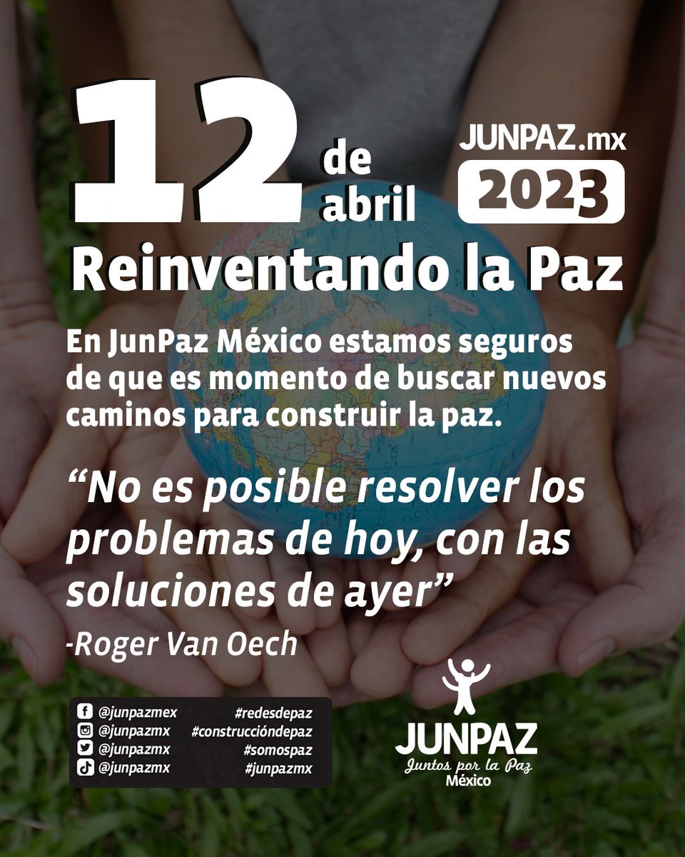 junpazmx's tweet photo. 👥Es necesario explorar dinámicas que nos permitan unir esfuerzos y trabajar en comunidad con objetivos claros respecto a la construcción y la cultura de la paz.
.
.
.
.
.
.
.
#redesdepaz #junpazmx #somospaz #juntosporlapazmx
#reinventar #juntosporlapaz #soluciones #abril2023 https://t.co/gr8aOP4b05