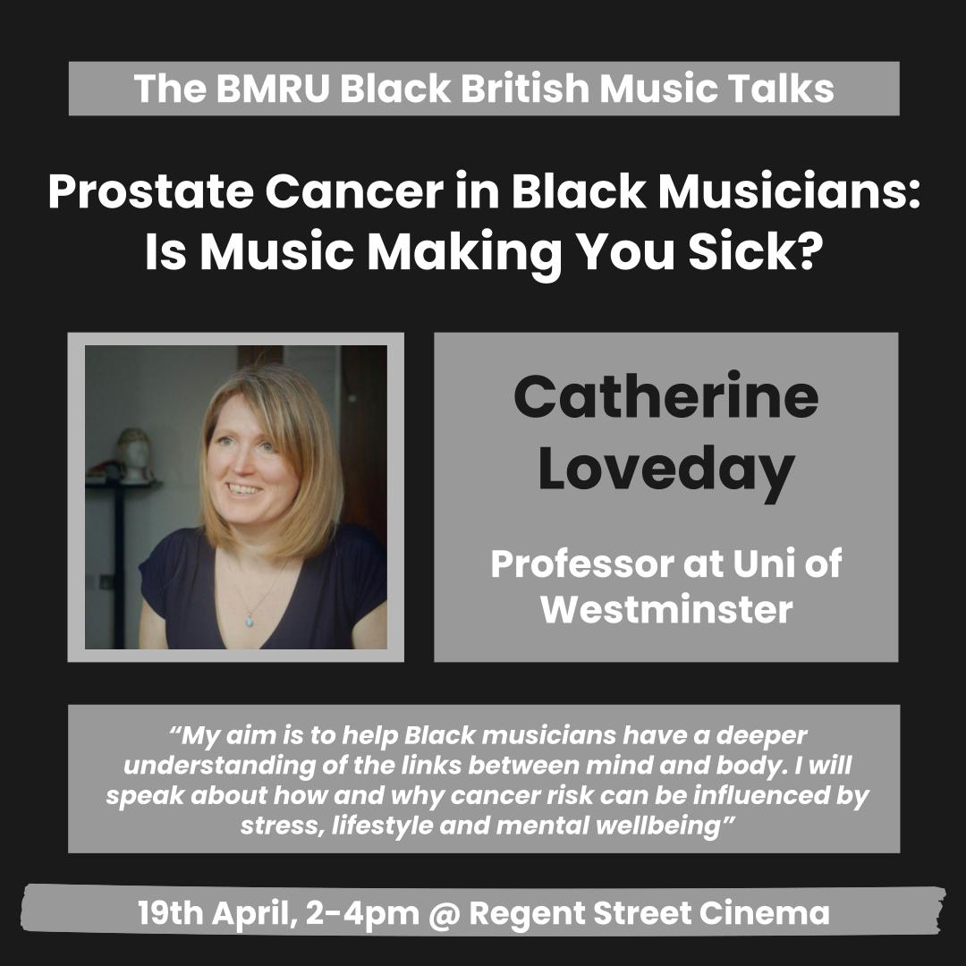 TheBMRU's tweet photo. Professor Catherine Loveday (@cathloveday) will be joining us on the 19th April to discuss mental health and music.
Find out more about this important topic and reserve your free ticket: https://t.co/CACbeMSxiG
#CancerAwareness #MusicPanel #BlackMusic https://t.co/XAN59pmC35