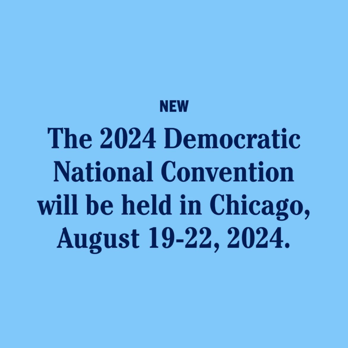 Just announced by <a href="/TheDemocrats/">Democrats</a>.

Not that we’re unhappy with this decision, but why can’t the <a href="/DNC/">Democratic Party</a> have the convention in the South? It’ll go a long way towards breaking the red wall and reconnecting with Democrats in the South who need help and support. #TakeBackTheSouth