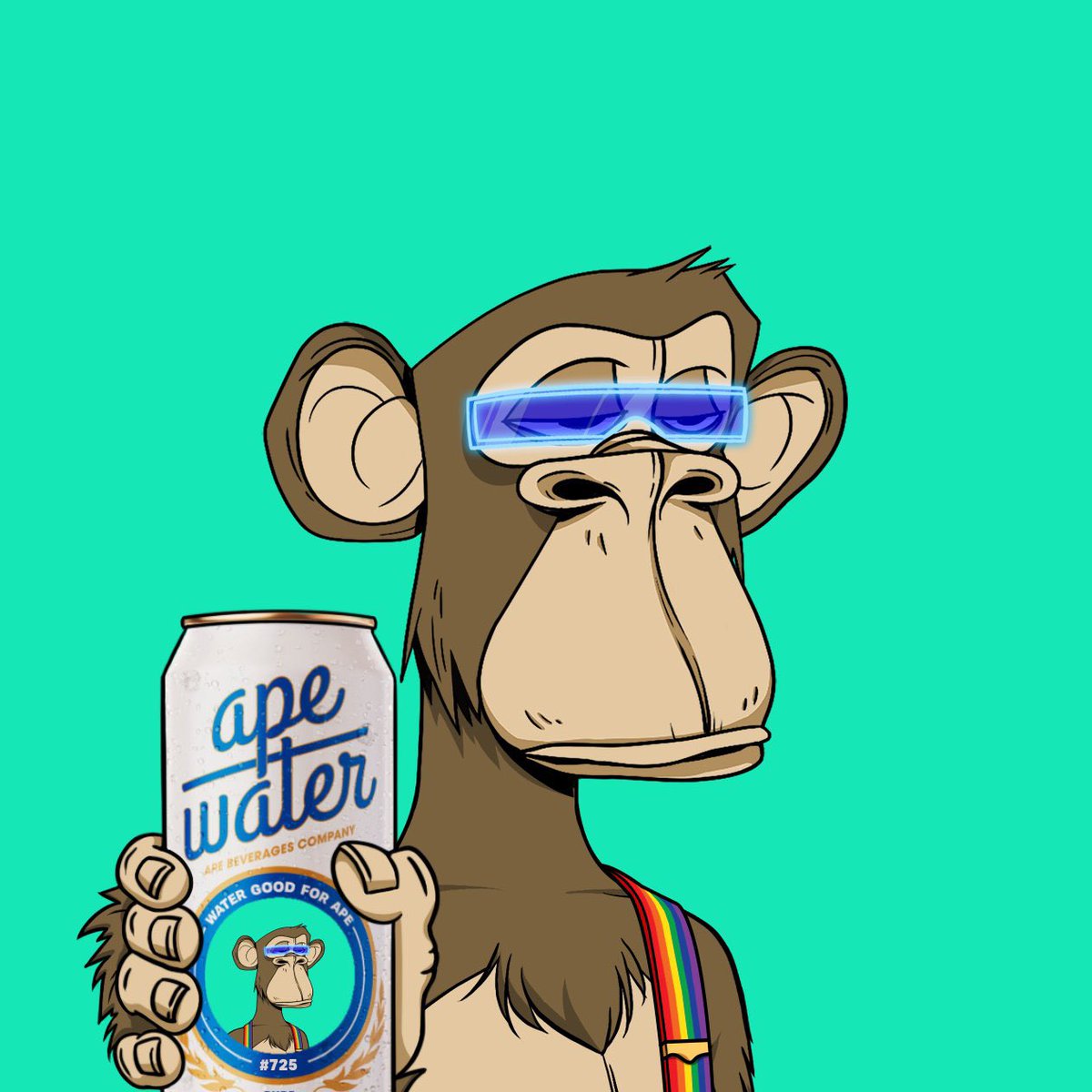 ApeBeverages's tweet image. 🥁🥁🥁Drumroll please… 

Congratulations to @robby_sea for winning our first community casting call! We can’t wait to see BAYC #725 on a physical can of Ape Water 

More licensing opportunities on the way with our Water Club pass 👀