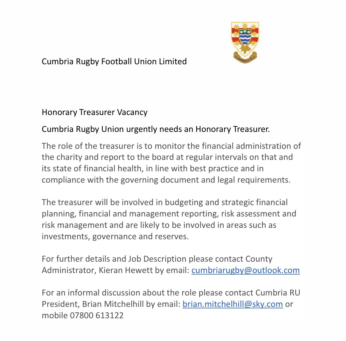 Cumbria Rugby Union Official tweet media