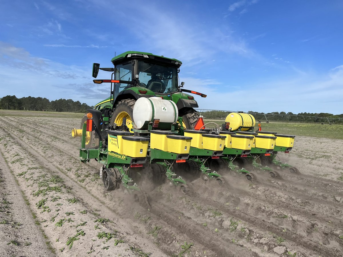 PrecAgEngineer's tweet photo. Corn planters and #agtech research are rolling this week. Got another corn #plantertech #smartdepth study in the ground this morning at the @sunbeltagexpo Expo Farm!! #plant23 #plantertech #smartdepthtesting #expofarm @UGA_CollegeofAg @CropSoilUGA https://t.co/3hZUZlIuxb