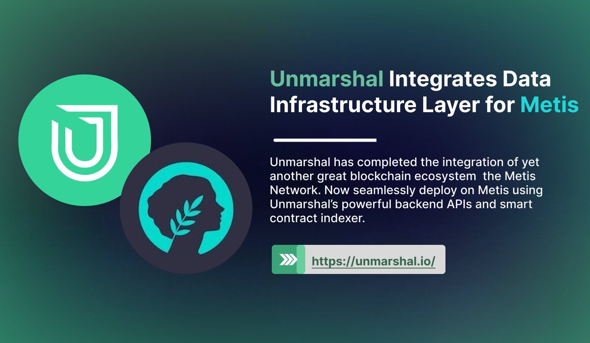 SiddiqiTahira's tweet photo. Did you know?
@unmarshal has completed the integration with @MetisDAO.
Through this integration, developers can access real-time blockchain data in a more efficient and user-friendly way.
#Unmarshal #threadchallenge #metis #unmarshalparser $MARSH
π§΅1/ https://t.co/uwjXnxZrOK