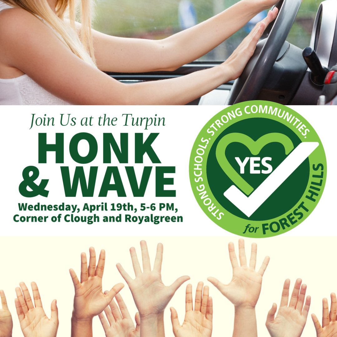TurpinPto's tweet photo. Join us, on April 19th, 5-6 PM, Corner of Clough and Royalgreen to show support for the school levy in the community! Bring signs, wear your Turpin gear and Say Yes to the Levy t-shirts. We need lots of enthusiastic volunteers! Signup at https://t.co/wIoOobuGmW https://t.co/WalLVSf3Nq