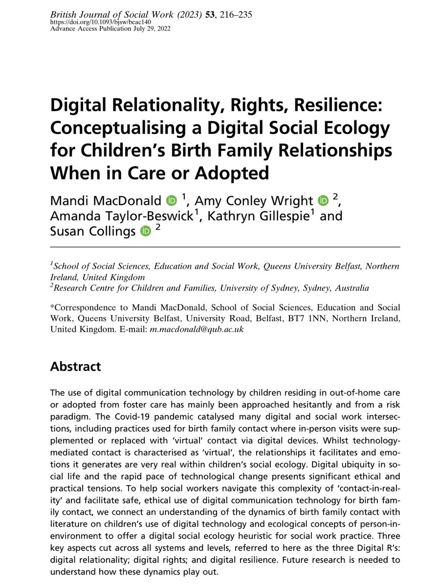 Delighted and honoured that our paper in @BJofSW received the ESWRA Outstanding Publication in European Social Work Research Award. A big thank you @ESWRA1 ! Can read it open access doi.org/10.1093/bjsw/b…