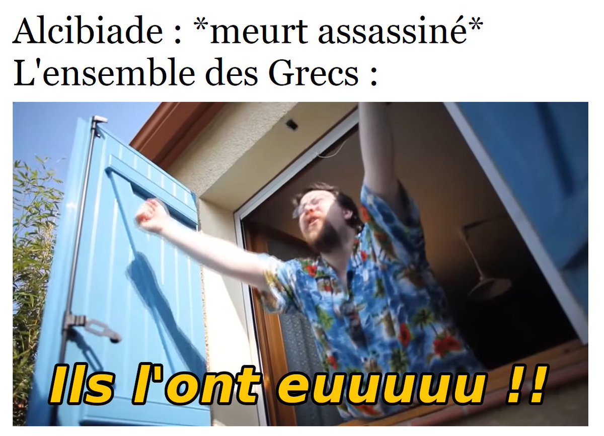 mantiquisants's tweet photo. Pour ma défense, je n'avais jamais fait de meme sur la mort d'#Alcibiade jusque là. https://t.co/DGCXoNWWfW