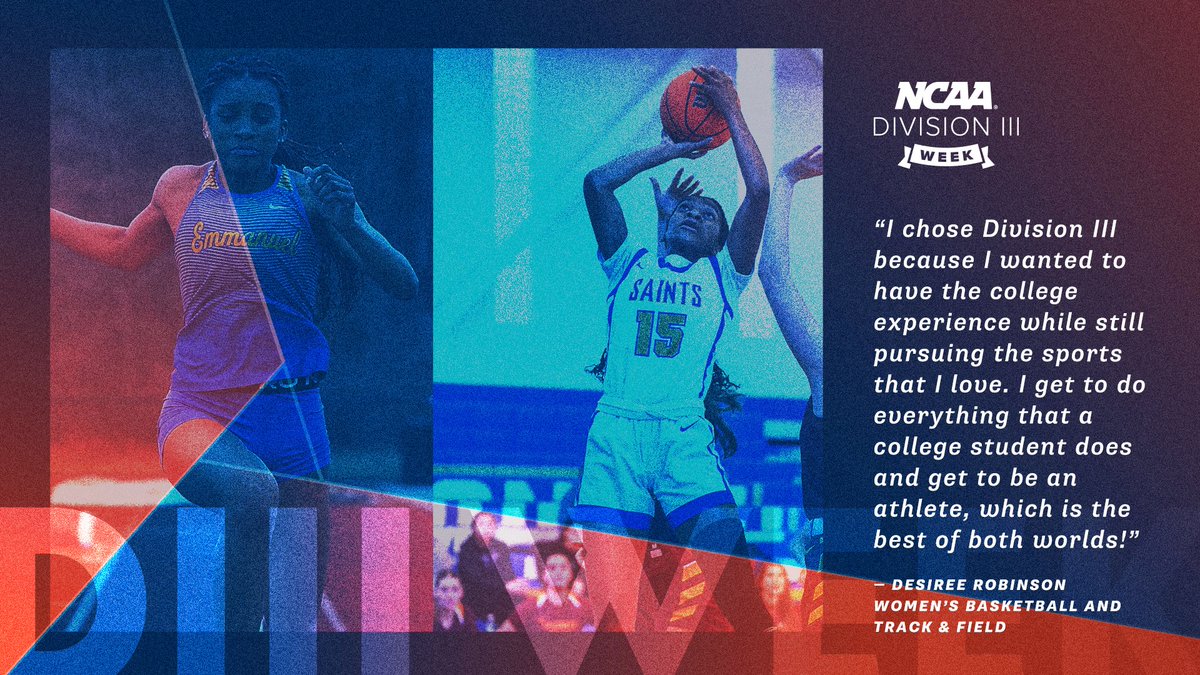 Back for another day of #WhyD3, we hear from sophomore Desiree Robinson from the women's basketball and track &amp; field programs on why Division III was a great choice!! 

#GoECSaints #D3Week