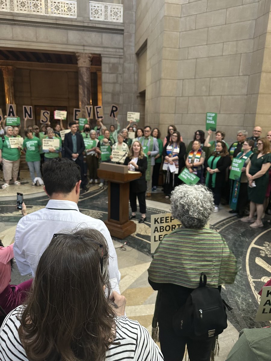 OmahaWomensFund's tweet photo. The NE Capitol rotunda is FULL of faith leaders, doctors, supportive Senators and Nebraskas all united to stop LB 626. #NELeg https://t.co/8L7WsN6faK