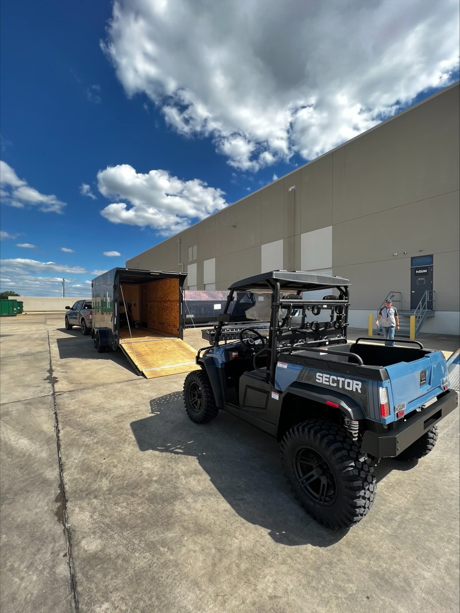 Sector E1 ready to work. Optional accessories to get the job done include: Heavy-Duty front basket, front/rear bumper, and gun rack. #SectorE1