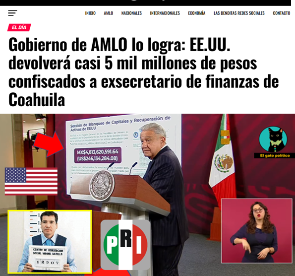 elgatopolitico_'s tweet photo. Si no fuera por el gobierno de AMLO, estos casi 5 mil millones de pesos estarían en Andorra o en otro paraíso fiscal.
Esto también es la cuarta transformación.  🇲🇽🥁 👏👏
#Coahuila #Moreira
Más info: ➡️ ➡️ https://t.co/Tjeex7oXxj https://t.co/HpaQ7zsTZV