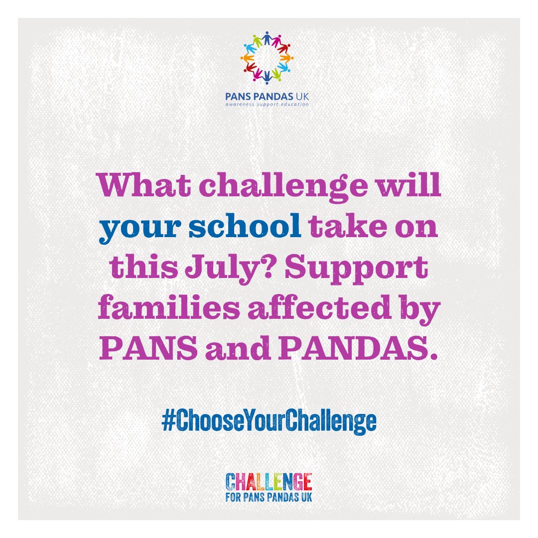 PANSPANDASUK's tweet image. We are working to raise awareness of PANS/PANDAS. You and your school can help.#ChooseYourChallenge this July. 

Every penny raised will be used to provide support and information for families affected by PANS/PANDAS.

Read more panspandasuk.org/challenge

#2023challenge #Challenge