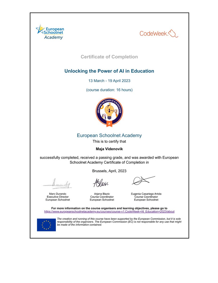 videnovicmaja's tweet image. Wonderful, exciting, full of information and reflection, and just at the beginning of my journey with AI in education. #UnlockingAI #CodeWeekUnlockingAI