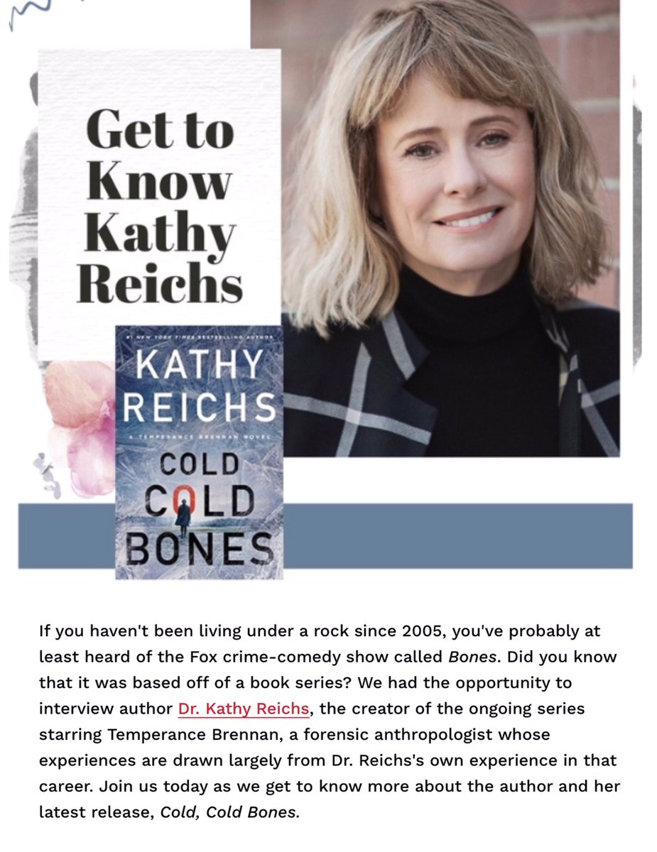 geraghtyvl's tweet photo. @HartHanson Our @KathyReichs Talking about her novel #ColdColdBones &amp; how she loved her time working on #Bones💀!  Get to Know #KathyReichs https://t.co/I3aNy8oLiJ via @WickedPodcast1 https://t.co/kwQ87KVy7q