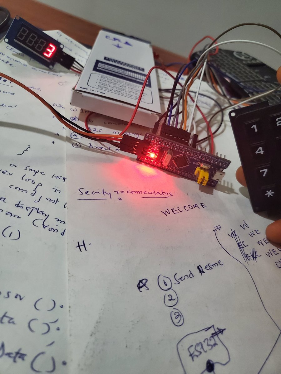 hadedayur's tweet photo. Playing around with #Stm32 #Bluepill, #TM1637 module and #Hexpad. The keypad code is based off interrupt which is probably the most efficient way to check for key presses. Code is available on GitHub. https://t.co/WvEfeBI9tf