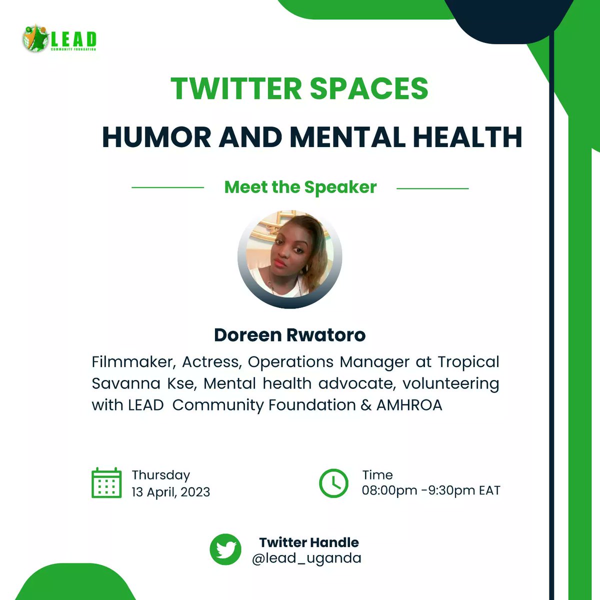 MbabaziRwatooro's tweet photo. Some time back I saw a headline relating dark sense of humor to dementia &amp; I laughed. The irony.

Join our space tomorrow as we talk about the relationship between humor and mental health.

#leadcommunityfoundation
#memtalhealthawareness https://t.co/lKNI6wJUwH
