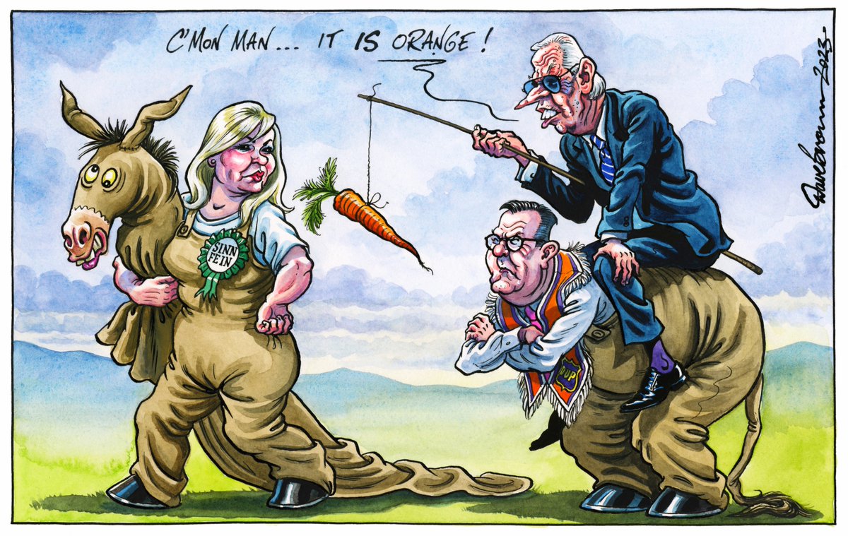 Tomorrow's @Independent cartoon... #JoeBiden #MichelleONeill #JeffreyDonaldson #POTUS #SinnFein #DUP #Stormont #Ireland