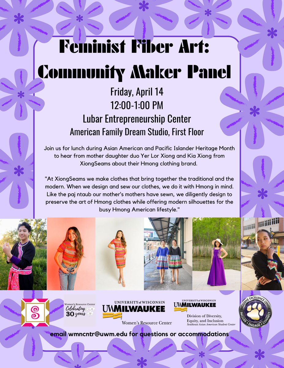 UWMDOS's tweet photo. Join for the Feminist Fiber Art: Community Maker Panel this Friday! https://t.co/b3woYJZcQv