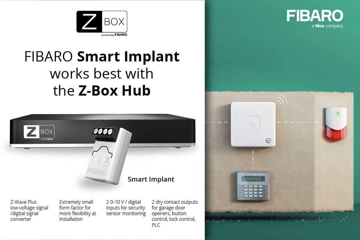 smartest_house's tweet photo. Add #ZWave control to analog devices w/ the #Fibaro Smart Implant! It is a low-voltage & digital signal converter for set-ups using temp, analog, or binary sensors. Works perfectly w/ the #ZBoxHub. Shop both here: https://t.co/OeHMQISqem & https://t.co/JWkMSTC1Xa #smarthome #IoT https://t.co/YnWcVPYfjM