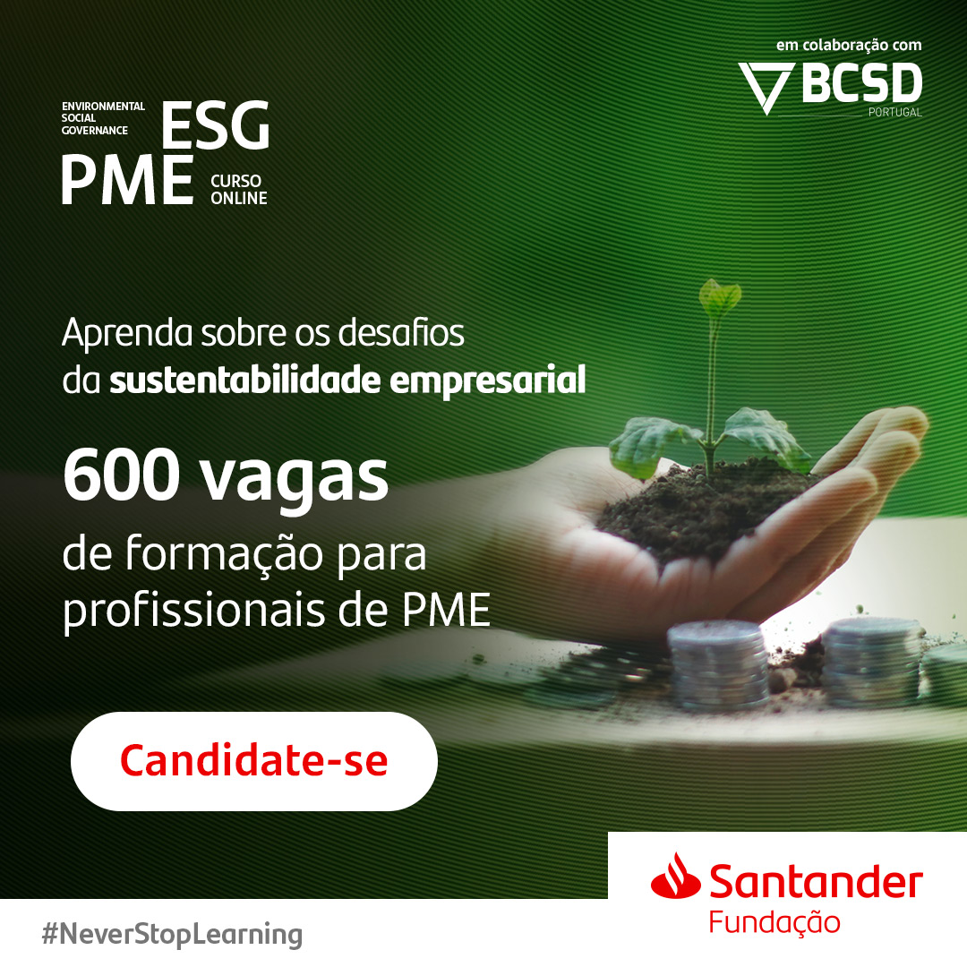 📣 Últimos dias para inscrições nas bolsas Santander Training | ESG para PME. Uma parceira da Fundação Santander Portugal e do <a href="/BcsdPortugal/">BCSD Portugal</a>, que prevê um programa de 600 Bolsas ESG,🌍 destinadas a profissionais de PMEs.

▶️ Inscrições até 16/abril ms.spr.ly/6018gJ1Gi