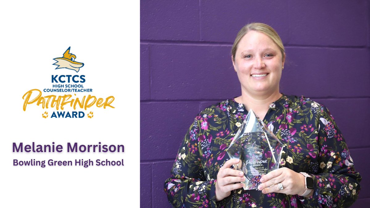 BGISD's tweet photo. During a surprise event at @BGHSPurplesNews senior counselor Melanie Morrison was announced as the Southcentral Kentucky Community and Technical College 2023 High School Teacher/Counselor Pathfinder Award recipient. 
@SKY_NewsEvents

More: https://t.co/uiz4q6cDlu https://t.co/J4V2H6DavX