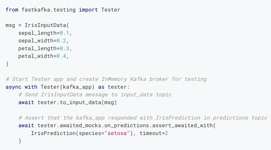 airt_AI's tweet image. Our new release of #FastKafka adds in-memory #Kafka broker that can be used for testing without the need to install #Java and start a #broker, allowing simple-to-understand tests! 

bit.ly/FastKafka