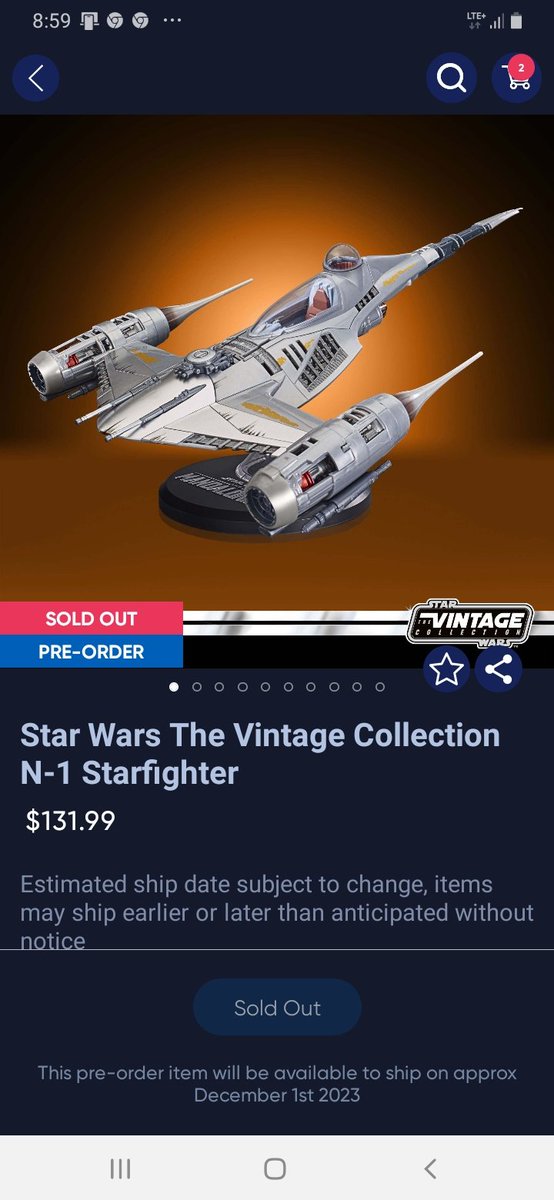 TVC #Mandalorian starship sold out within an hour of going on preorder. I can only imagine the markup sellers will charge on resale. #TVC #Mandalorian