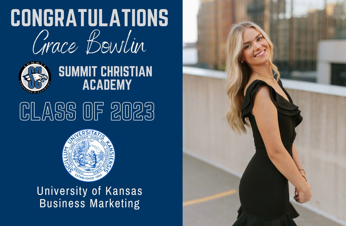 summitacademye1's tweet photo. We are excited to announce members of the SCA Class of 2023 and their future plans! Please join us in honoring these Seniors.
Today, we are featuring SCA Senior Grace Bowlin!
#SCASeniorShoutout23 #SCAClassof23 #SCASeniors #UniversityofKansas #KUJayhawks https://t.co/nZxbJGRoZv
