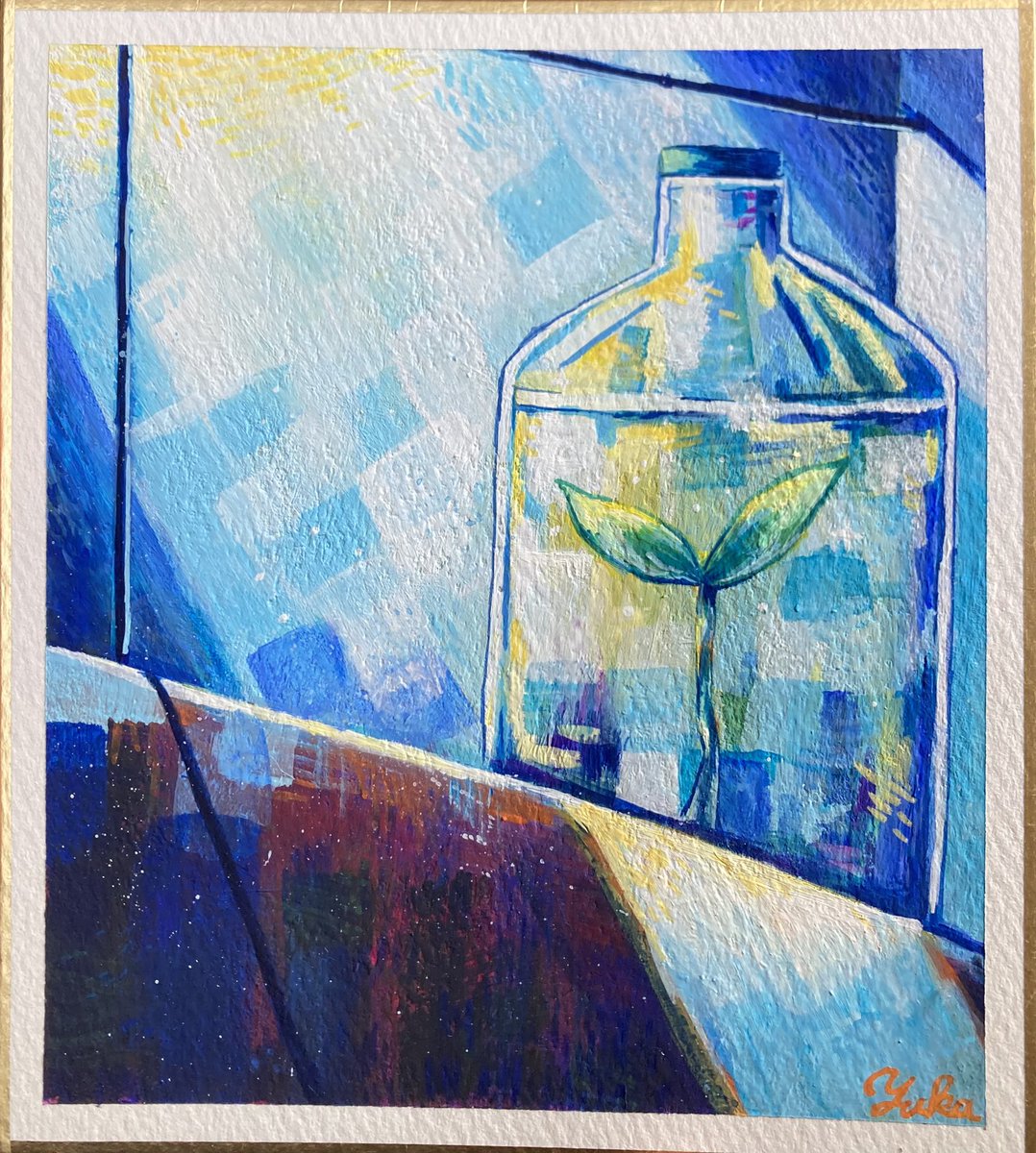 「希望の芽」　　　Yuka作

窓辺に置いてあるハーバリウム。
これからどんな花になるのか、どんな人に届けられるのか。
春が訪れるワクワクと希望を。