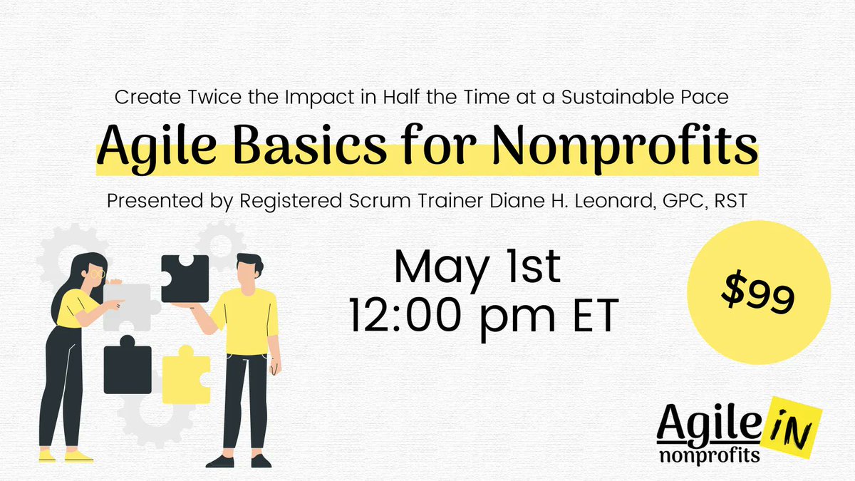 InNonprofits's tweet image. Let us introduce you to Agile, specifically, the values and principles that serve as an umbrella for several specific frameworks and tools that your team may use.

Join us May 1st at 12:00 pm ET
buff.ly/3hGKHOk 

#AgileBasics #AgilePrinciples #AgileInNonprofits