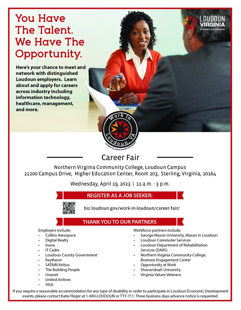 #WorkforceWednesday

The #WorkinLoudoun #CareerFair is happening next week! Secure your spot and meet with employers that are looking for talented new hires like you! 11 am – 3 pm at NOVA Loudoun Campus, Higher Education Center.
Register today! 👇
hubs.li/Q01Kzh4K0