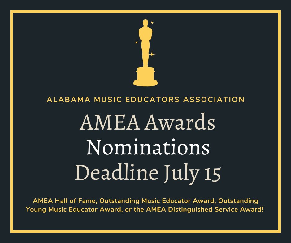 We all know outstanding music educators and administrators, why not nominate one for an AMEA Award! Visit myamea.org and look under the honors menu!