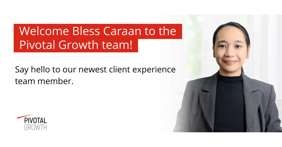 Pivotal_Growth's tweet photo. A warm welcome to our newest client experience team member, Bless Caraan.

With her accomplished experience in project management and process improvement during periods of continuous change, Bless is stepping in to elevate how Pivotal Growth delivers projects with technology. https://t.co/iLyAOqCiHt