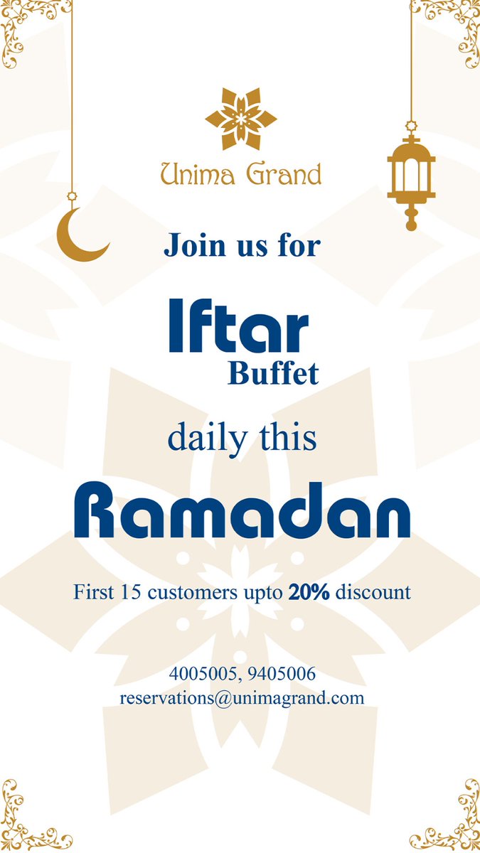 unimaGrand's tweet photo. Unimagrand ramzan iftar 1444, 
Discounted https://t.co/DyyjwP3dpQ