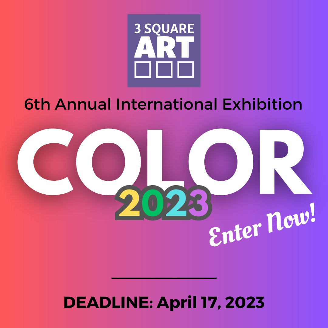 artcontests's tweet photo. CLOSING SOON! 3 Square Art - COLOR 2023 | 6th Annual International Exhibition - Get ready for our most vibrant exhibit of the year! Pure and raw. DEADLINE: April 17, 2023. https://t.co/rl36ai0Pcp
#TheArtList #3SquareArt #COLOR2023 #6thAnnualInternationalExhibition https://t.co/EFLAhZeOsG