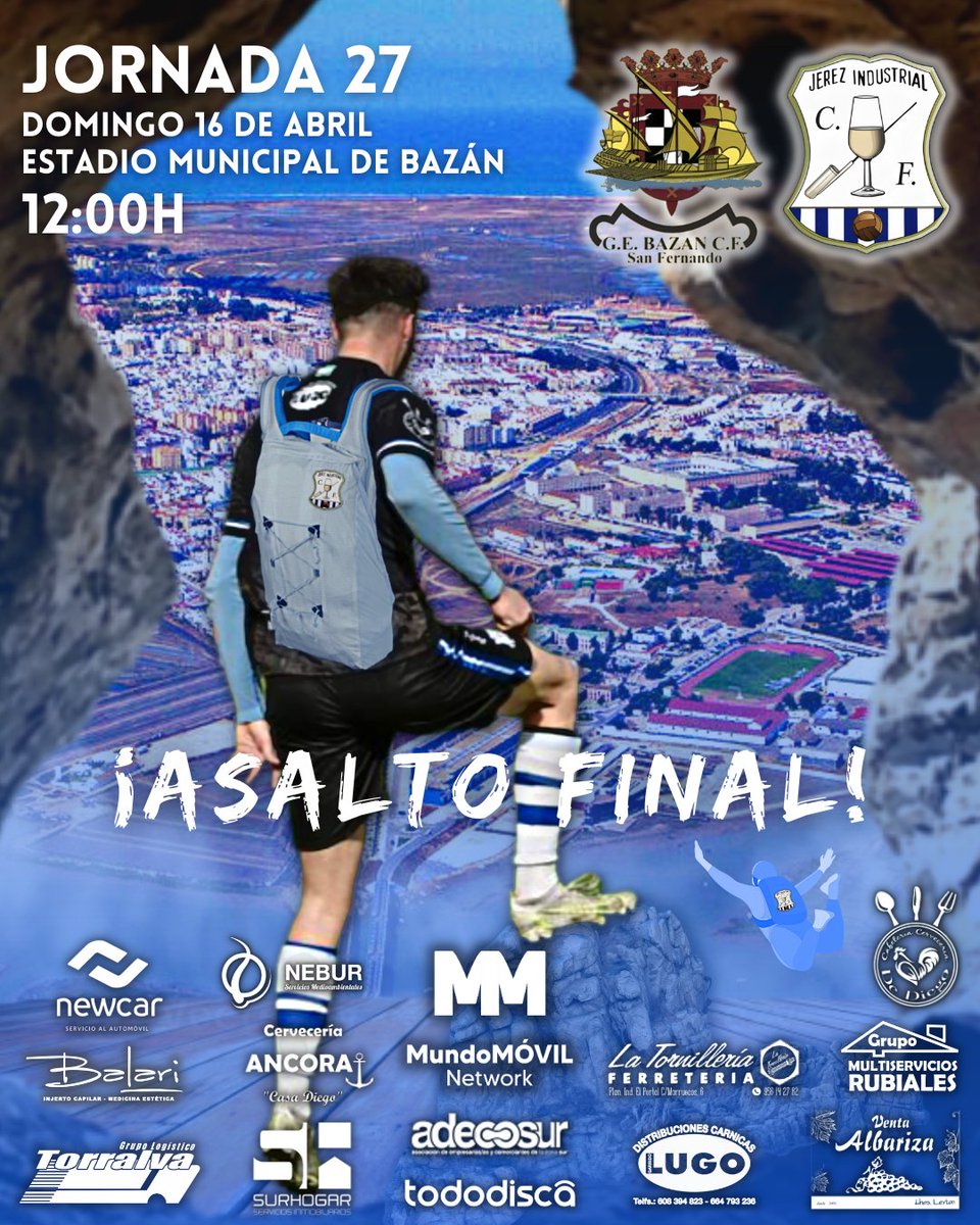 JerezInd_CF's tweet photo. ¡Buenas tardes Industrialistas! 💙🤍

📢 ℹ️ PRÓXIMO PARTIDO

☑️| JORNADA 27
🗓️| Domingo 16 de Abril
🕓| 12:00 h.
🏟️| Estadio Municipal de Bazán
🆚| Grupo Empresa Bazán C.F. 

#bazanjerezindustrial

#JICF #Temp2223 #Jornada27 https://t.co/4bVl3pPlNo