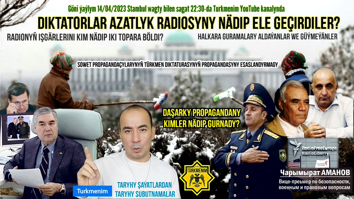 TMdemocracy's tweet photo. #Turkmenistan KONTRRAZWEDKA WE AZATLYK RADIOSY FAKTLARDA! 
Counterintelligence of the dictatorship and the #Turkmen service of Radio Liberty Radio Free Europe. How was it conquered internally by "Trojan horses"?
Facts live on #Turkmenim YouTube channel: https://t.co/UyS5GP6mbR https://t.co/fMHfLkC0g5