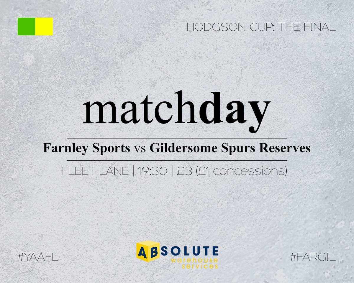 ▹ Hodgson Cup: The Final

Farnley Sports vs Gildersome Spurs Reserves.

*Please note that entrance is cash only on the turnstiles.

#yaafl | @absolute_ws