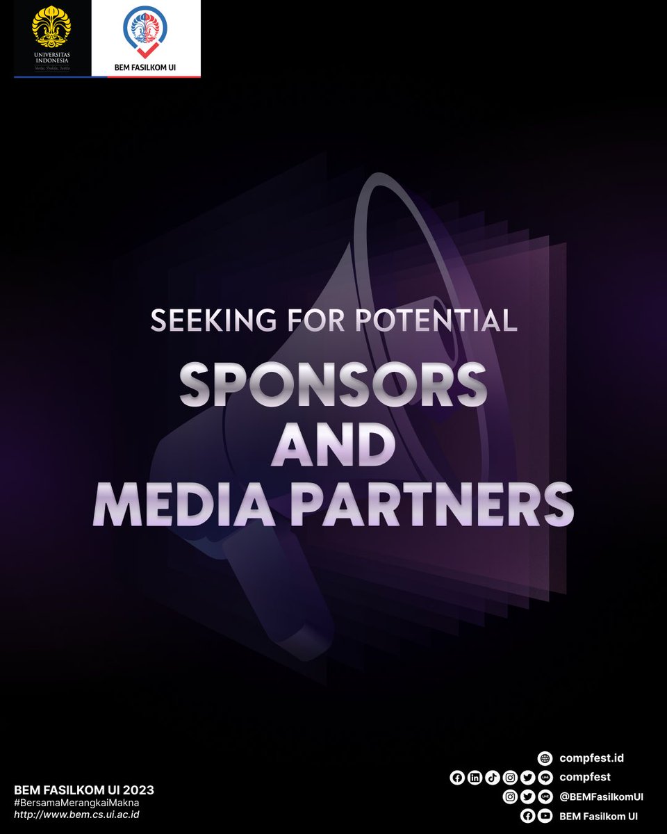 COMPFEST's tweet photo. Adaptive, Collaborative, dan Impactful. COMPFEST hadir kembali dengan membawa nilai-nilai ini. Maka dari itu, kami mengajak anda untuk berkolaborasi dengan kami dengan cara menjadi sponsor atau media partner COMPFEST.
https://t.co/Ur6bLk8Twu
#EvolveForTomorrow
#COMPFEST15 https://t.co/y2Chkosmq3