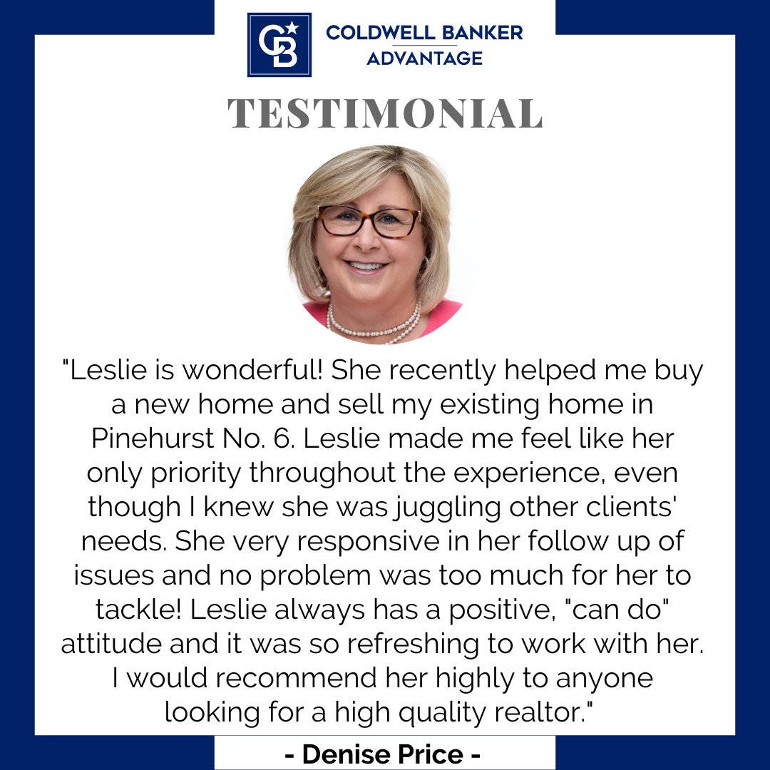 CBAofthepines's tweet image. The excellent testimonials continue to roll in for Leslie Riederer! Buying or selling a home? Looking for investment properties? Call her today: 910-690-2827 #SouthernPinesRealEstate #SouthernPinesNC #PinehurstNC #PinehurstRealEstate #HomeSelling #HomeBuying #Realtor