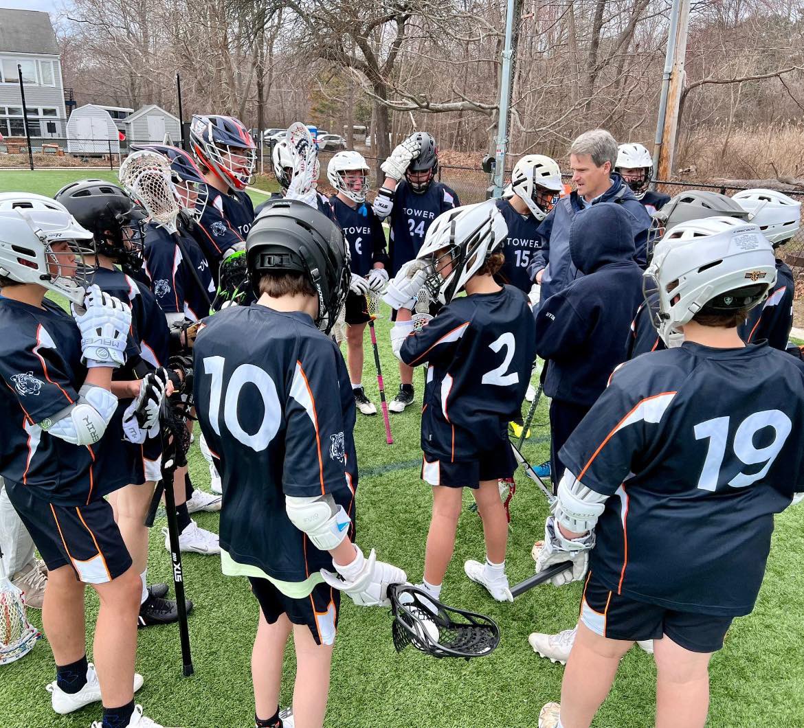 TowerSchoolMhd's tweet photo. First huddle of the season! Coaches Thompson and Wells deliver inspirational pre-game strategy to the team. #GoTigers #TowerSchoolMarblehead https://t.co/20pqrBBwvA