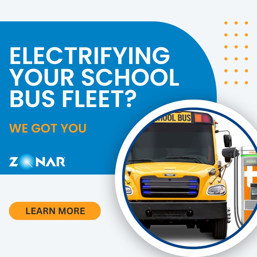 zonarsystems's tweet image. As you adopt EVs, we adapt our solutions to help you make the most of each one. Like increasing range awareness with new state-of-charge (SoC) data. Learn more ➡️ow.ly/GKUb50NGEp3 #electricvehicles #schooltransportation #smartmobility
