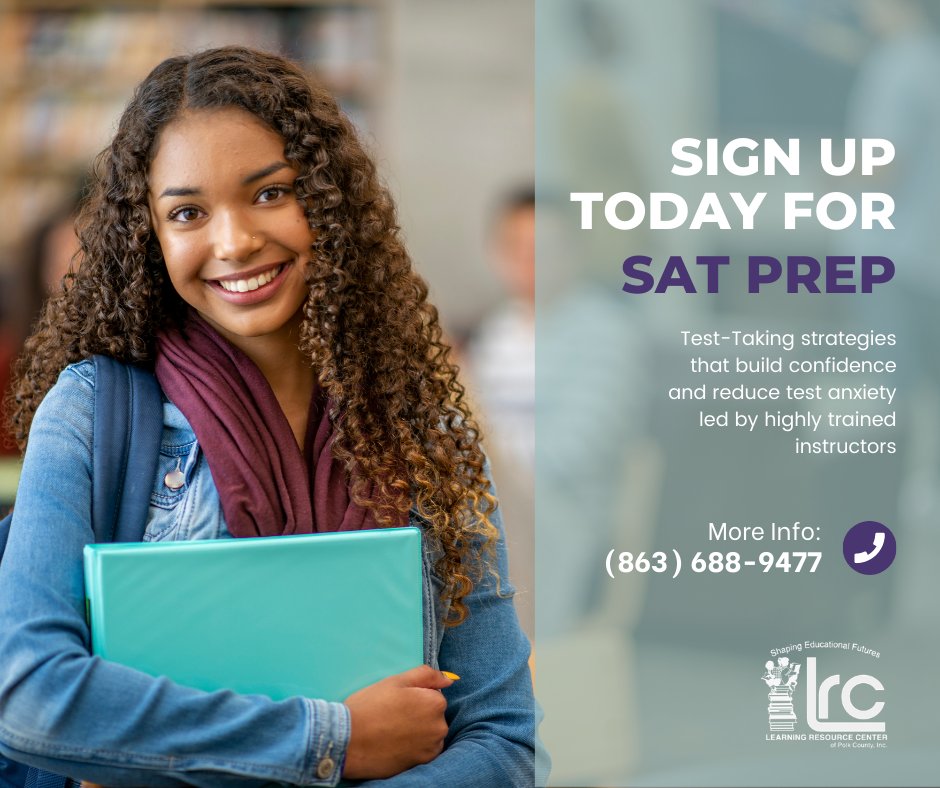 LRCpolk's tweet photo. Q: What does our SAT Prep entail? 
A: SAT Prep provides an efficient and effective 21-hour course designed to help students achieve their best possible score on the exam.

Click the link below for more details and registration form!
https://t.co/i1wlA1Xn3m https://t.co/TLvbhaEfsp