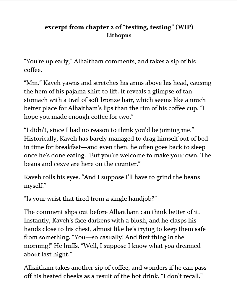 lithopus's tweet photo. still working on chapter 2, but i figured i'd share some excerpts from the draft while everyone waits. thank you all for your patience and support! (note that this is a wip, so the lines might change a bit once i edit the chapter.) https://t.co/uqEKFYqWBm